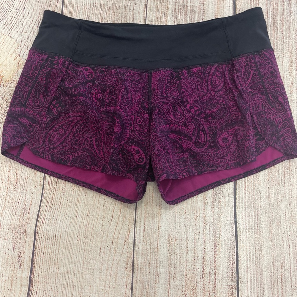 Lululemon  Black and Purple Paisley Athletic Shorts
